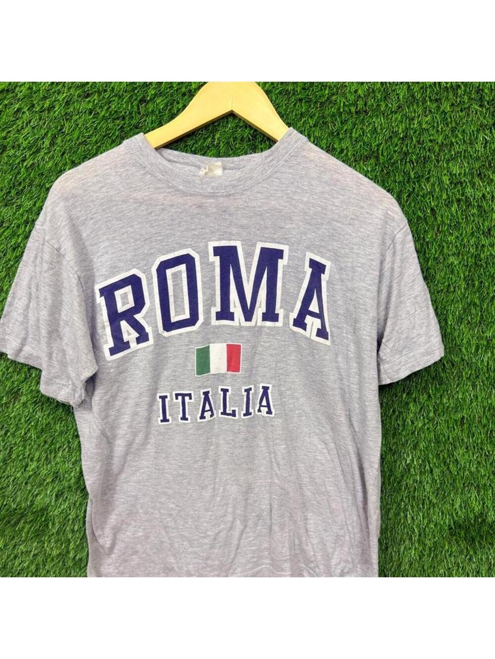 Roma Italia Italian Flag Collegiate Graphic T-Shirt Gray